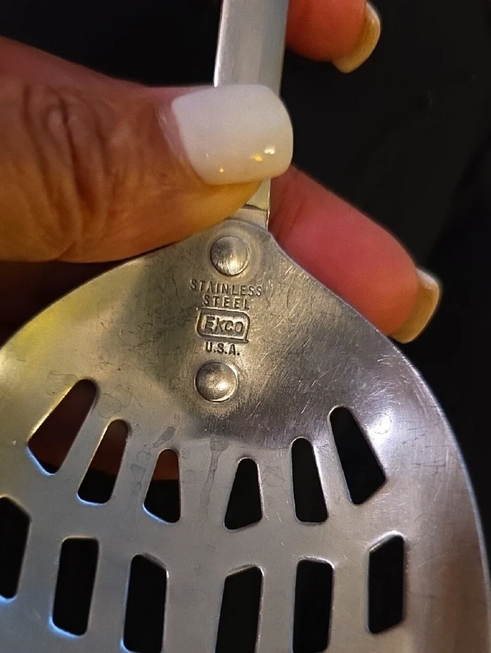 Ekco Vintage Stainless Steel Slotted Spoon W/ Atomic Starburst Design